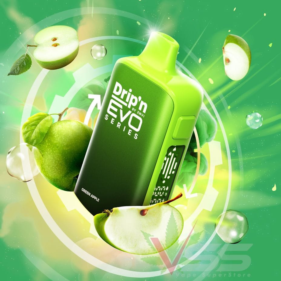 Drip'n by Envi Evo 63K Disposable Vape - Green Apple Steinbach Vape SuperStore and Bong Shop Manitoba Canada