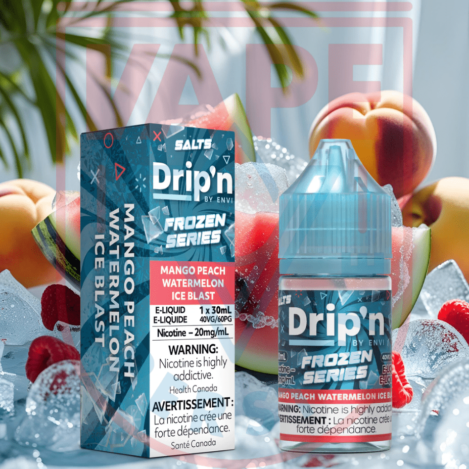 Drip'n by Envi Frozen Salt-Mango Peach Watermelon Ice Blast Steinbach Vape SuperStore and Bong Shop Manitoba Canada