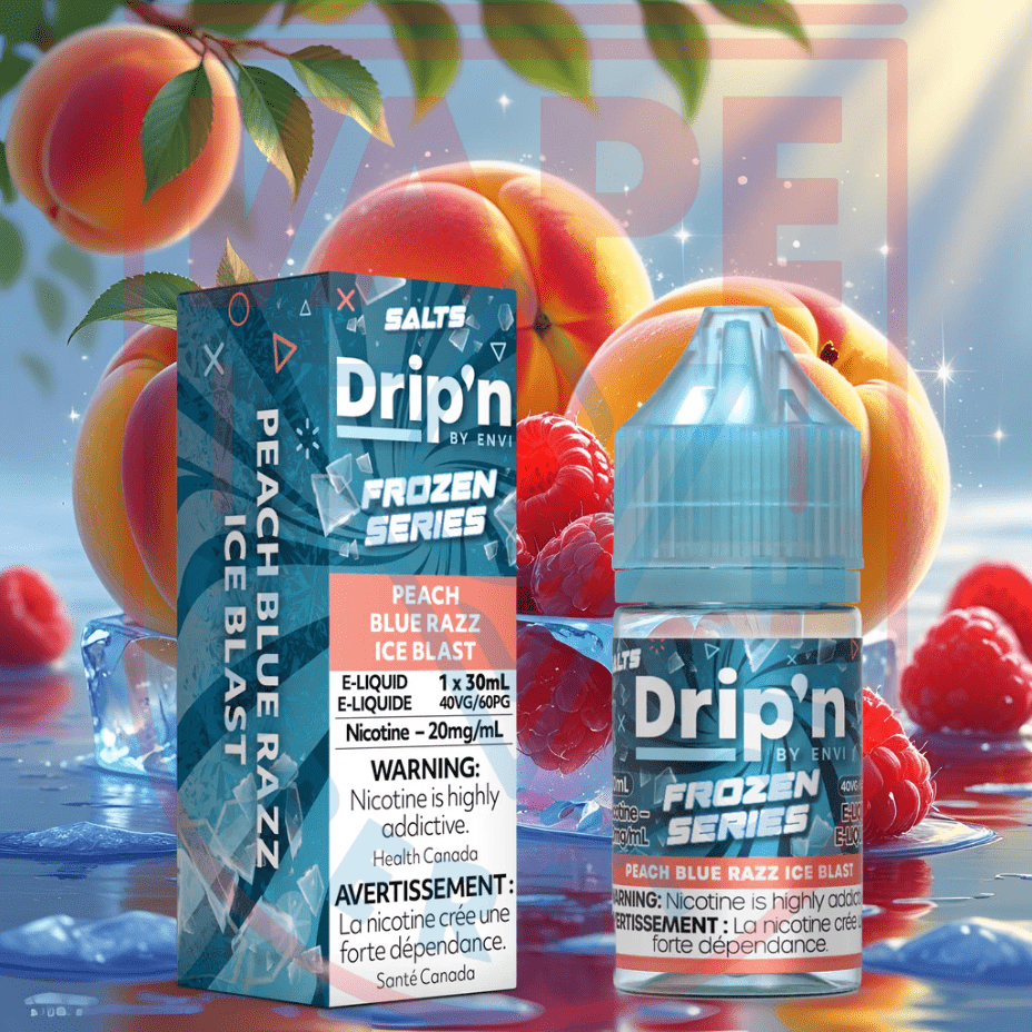 Drip'n by Envi Frozen Salt-Peach Blue Razz Ice Blast Steinbach Vape SuperStore and Bong Shop Manitoba Canada