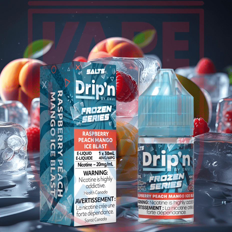 Drip'n by Envi Frozen Salt-Raspberry Peach Mango ICED Steinbach Vape SuperStore and Bong Shop Manitoba Canada