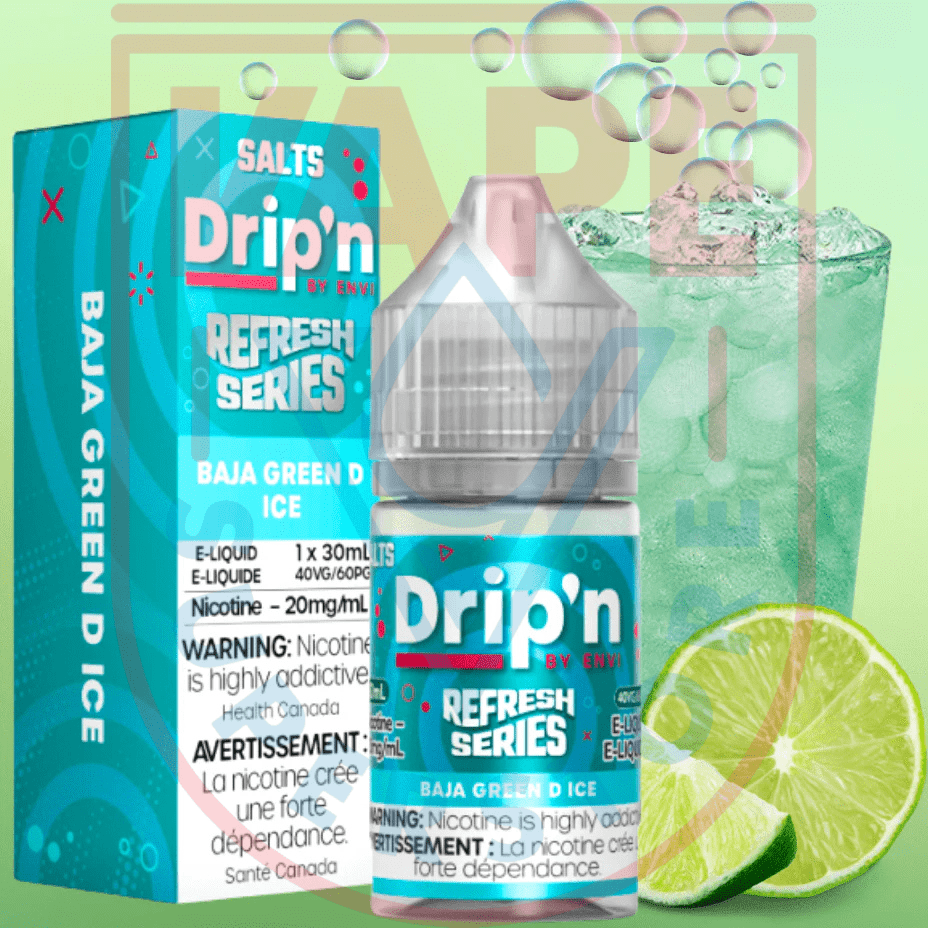 Drip'n by Envi Refresh Salt - Baja Green D Ice 20mg Steinbach Vape SuperStore and Bong Shop Manitoba Canada