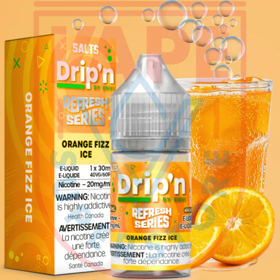 Drip'n by Envi Refresh Salt - Orange Fizz Ice 20mg Steinbach Vape SuperStore and Bong Shop Manitoba Canada