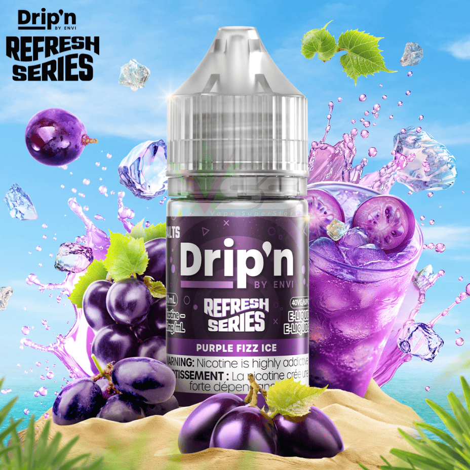 Drip'n by Envi Refresh Salt - Purple Fizz Ice Steinbach Vape SuperStore and Bong Shop Manitoba Canada