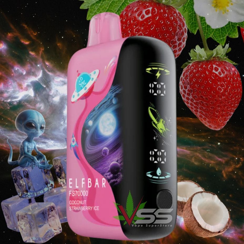 ELFBAR FS70K Disposable Vape - Coconut Strawberry Ice 70000 / 20mg Steinbach Vape SuperStore and Bong Shop Manitoba Canada