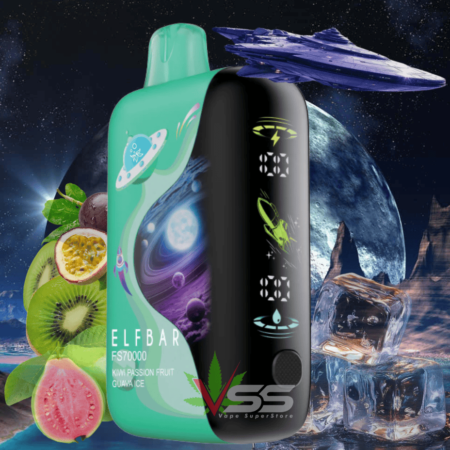 ELFBAR FS70K Disposable Vape - Kiwi Passionfruit Guava Ice 70000 / 20mg Steinbach Vape SuperStore and Bong Shop Manitoba Canada