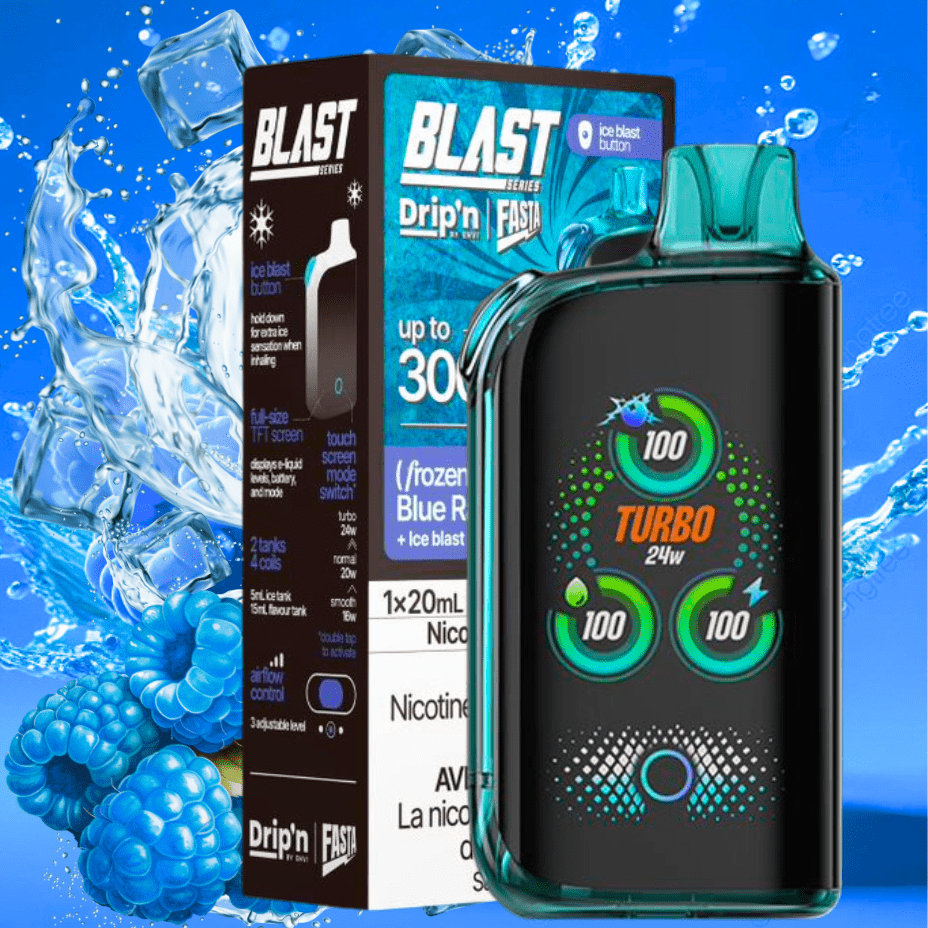 Envi Drip'n x Fasta Blast 30K Disposable Vape-Blue Raspberry Ice 20mg / 30000 Puffs Steinbach Vape SuperStore and Bong Shop Manitoba Canada