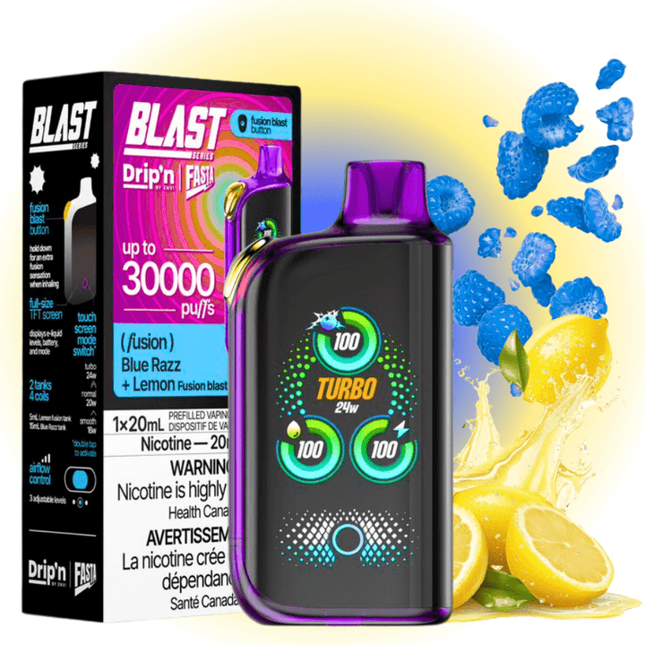 Envi Drip'n x Fasta Blast 30K Disposable Vape-Blue Razz + Lemon Fusion Steinbach Vape SuperStore and Bong Shop Manitoba Canada