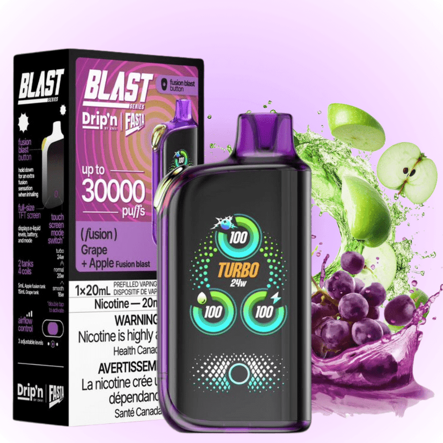 Envi Drip'n x Fasta Blast 30K Disposable Vape-Grape + Apple Fusion Steinbach Vape SuperStore and Bong Shop Manitoba Canada