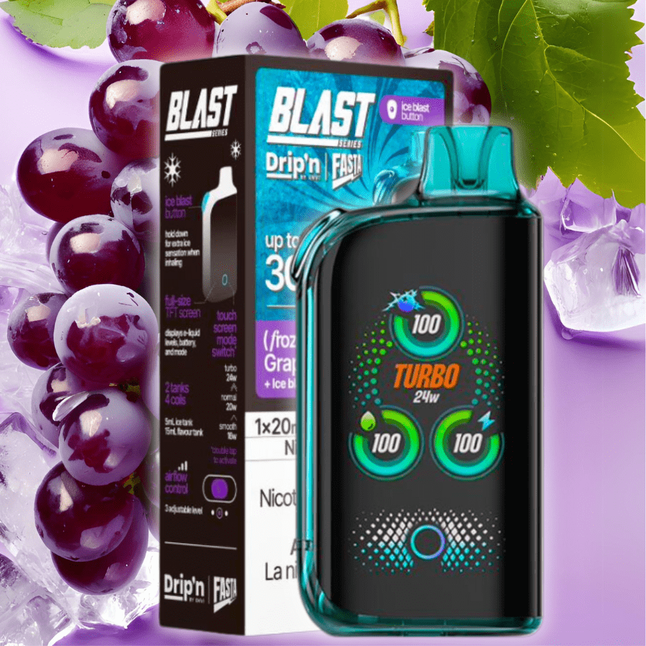 Envi Drip'n x Fasta Blast 30K Disposable Vape-Grape Ice 20mg / 30000 Puffs Steinbach Vape SuperStore and Bong Shop Manitoba Canada