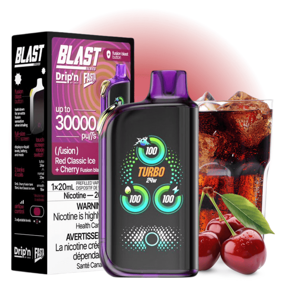 Envi Drip'n x Fasta Blast 30K Disposable Vape-Red Classic Ice + Cherry Fusion Steinbach Vape SuperStore and Bong Shop Manitoba Canada