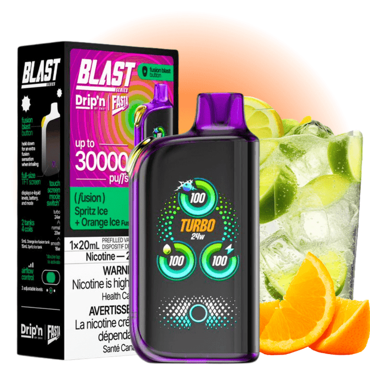 Envi Drip'n x Fasta Blast 30K Disposable Vape-Spritz Ice + Orange Ice Fusion Steinbach Vape SuperStore and Bong Shop Manitoba Canada