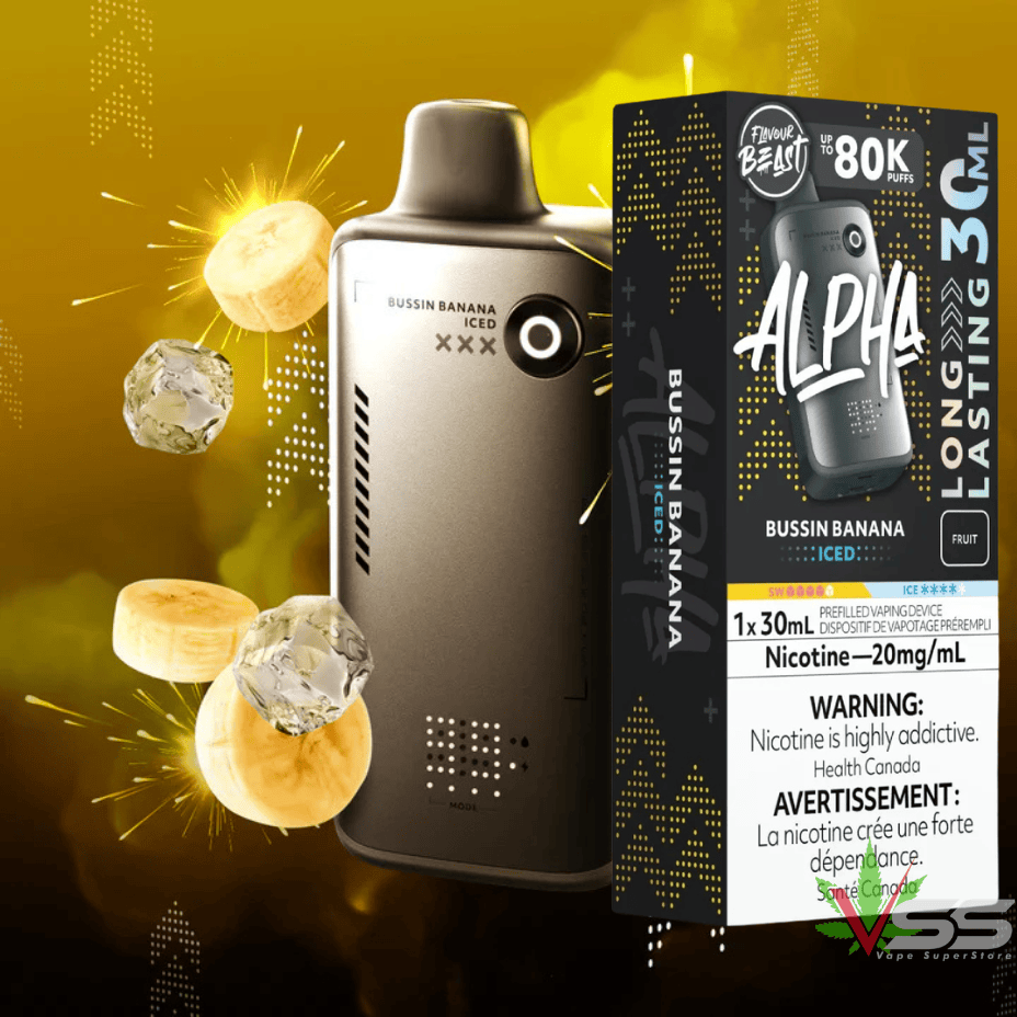 Flavour Beast Alpha 80K Disposable Vape-Bussin Banana Iced 80K / 20mg Steinbach Vape SuperStore and Bong Shop Manitoba Canada