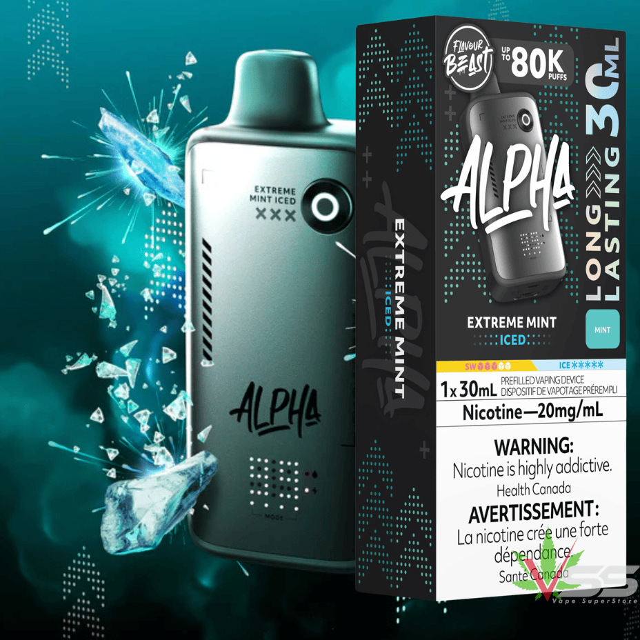 Flavour Beast Alpha 80K Disposable Vape-Extreme Mint Iced 80k / 20mg Steinbach Vape SuperStore and Bong Shop Manitoba Canada