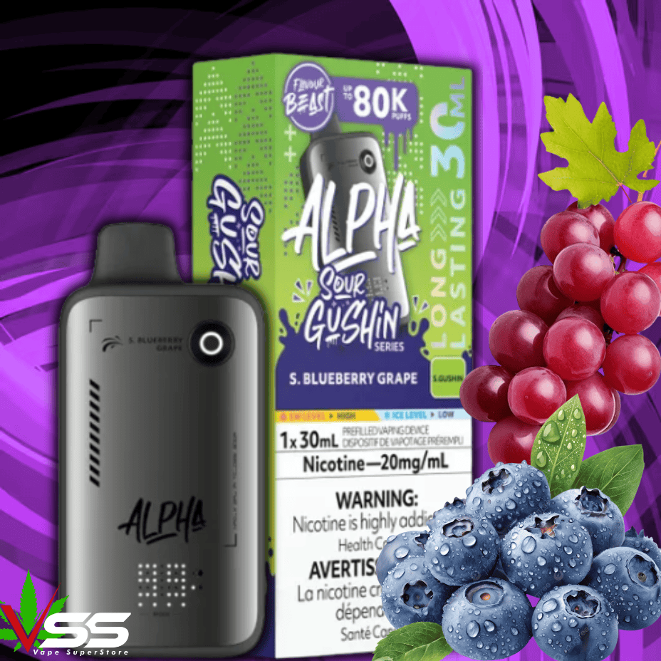 Flavour Beast Alpha 80K Disposable Vape-S. Blueberry Grape 80000 Puffs / 20mg Steinbach Vape SuperStore and Bong Shop Manitoba Canada