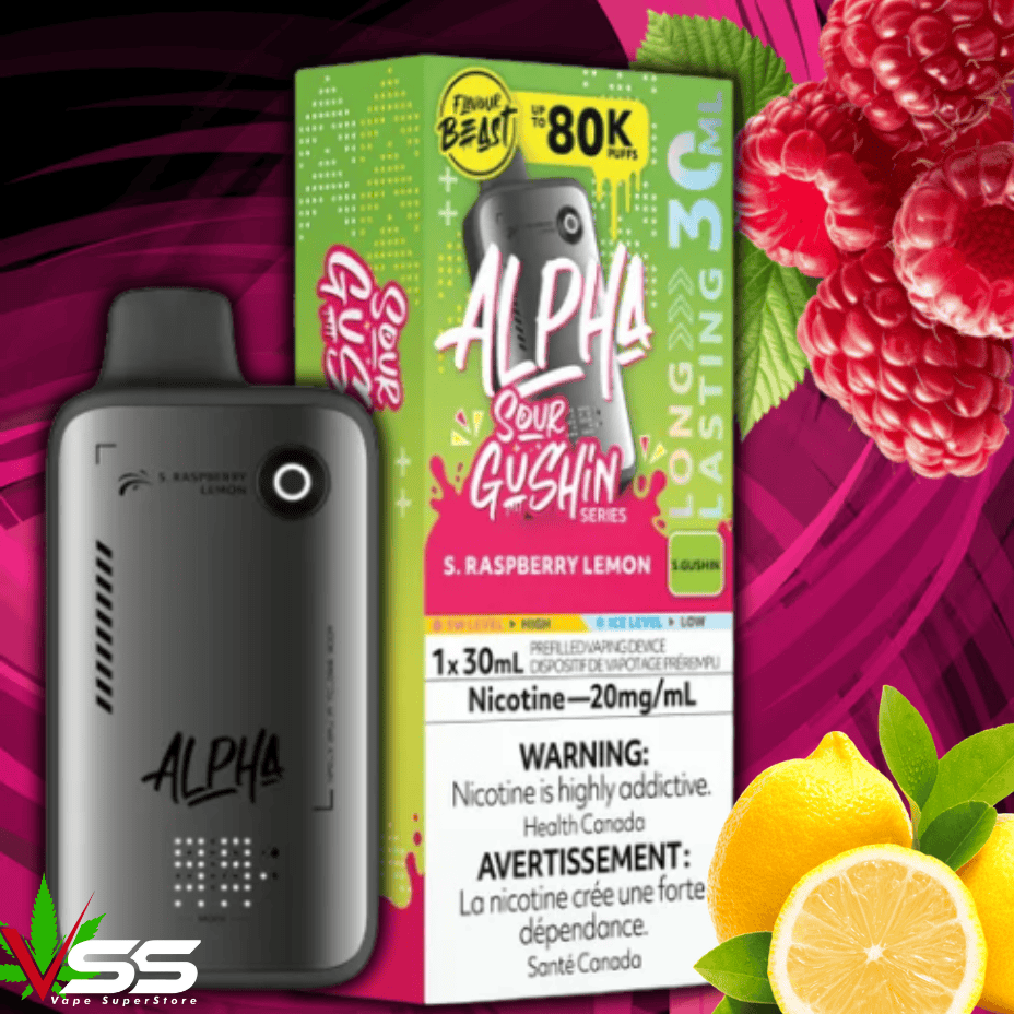 Flavour Beast Alpha 80K Disposable Vape-S. Raspberry Lemon 80000 Puffs / 20mg Steinbach Vape SuperStore and Bong Shop Manitoba Canada