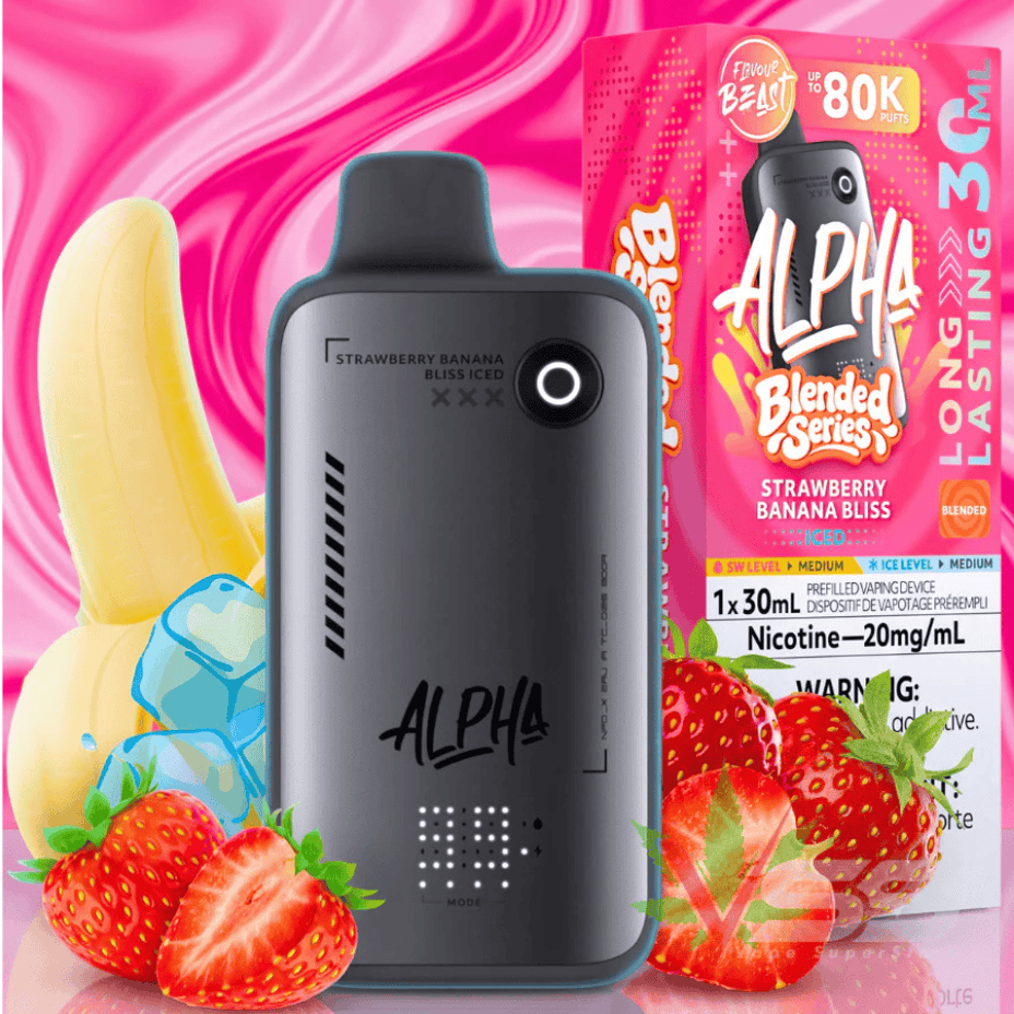 Flavour Beast Alpha 80K Disposable Vape-Strawberry Banana Bliss ice 80K / 20mg Steinbach Vape SuperStore and Bong Shop Manitoba Canada