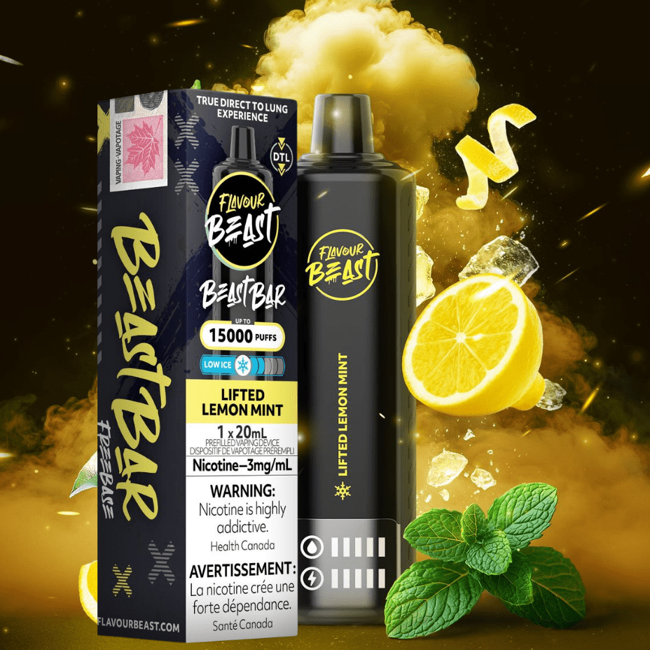 Flavour Beast Beast Bar 15k Disposable Vape-Lifted Lemon Mint 3mg / 15000 Puffs Steinbach Vape SuperStore and Bong Shop Manitoba Canada