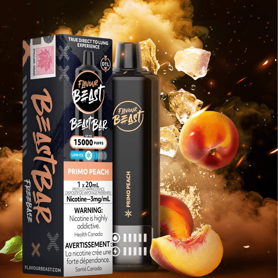 Flavour Beast Beast Bar 15k Disposable Vape-Primo Peach 3mg / 15000 Puffs Steinbach Vape SuperStore and Bong Shop Manitoba Canada