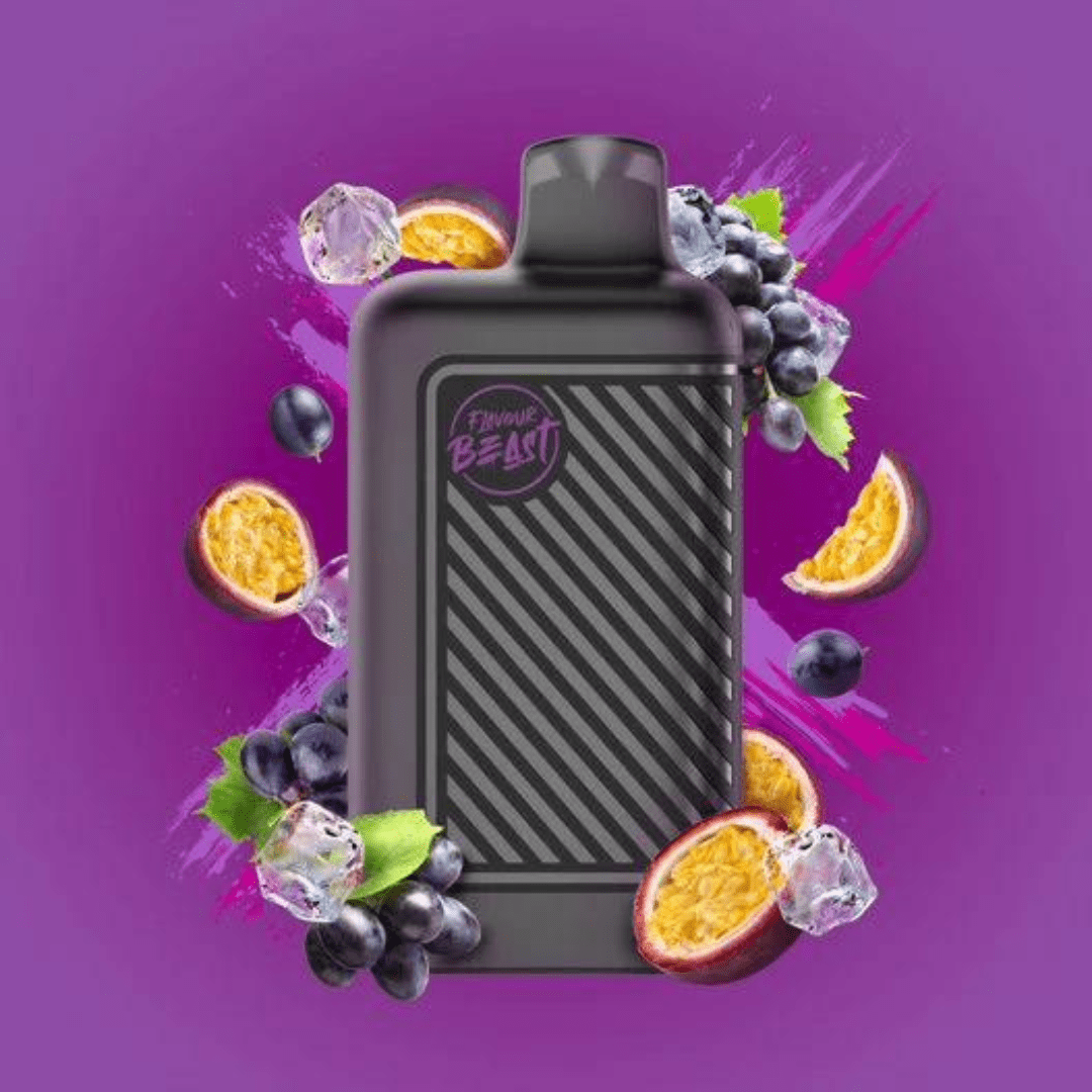 Flavour Beast Beast Mode 8K Disposable-Groovy Grape Passionfruit Iced 20mg / 8000 Puffs Steinbach Vape SuperStore and Bong Shop Manitoba Canada