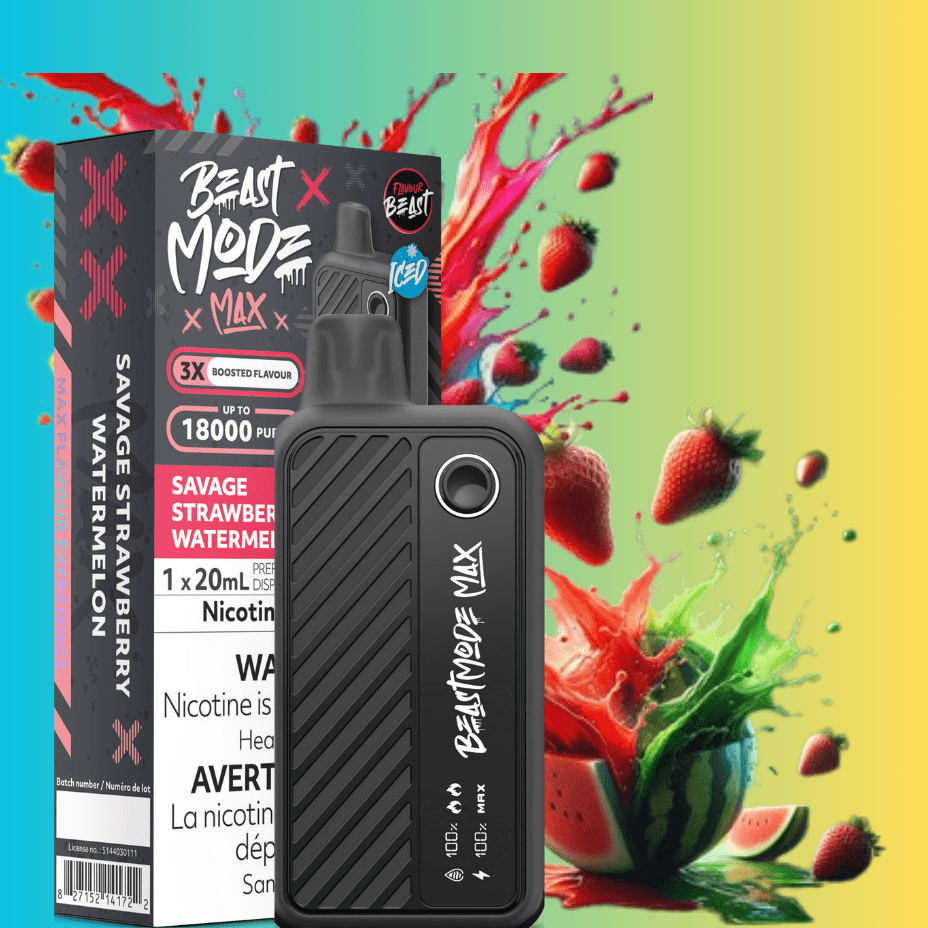 Flavour Beast Beast Mode Max 18k Disposable-Savage Strawberry Watermelon 20ml / 18000 Puffs Steinbach Vape SuperStore and Bong Shop Manitoba Canada