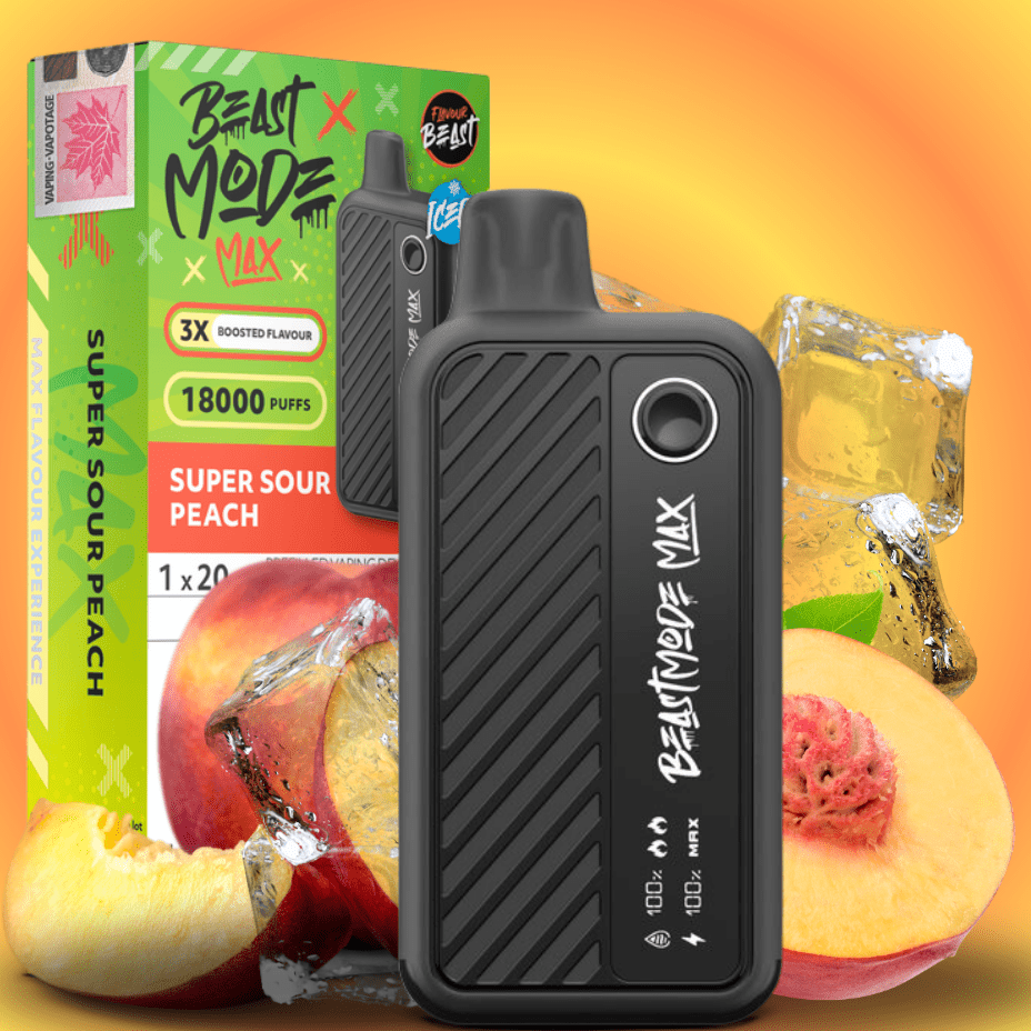 Flavour Beast-Beast Mode Max 18k Disposable Vape - Super Sour Peach 20ml / 18000 Puffs Steinbach Vape SuperStore and Bong Shop Manitoba Canada