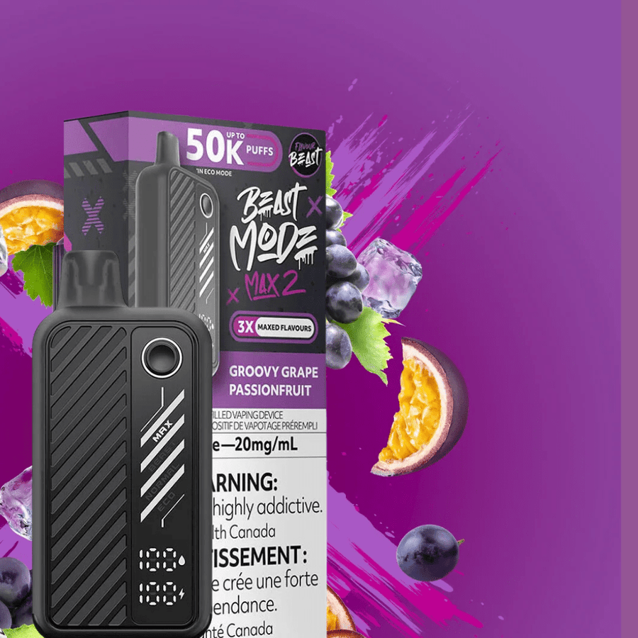 Flavour Beast Max 2 Disposable Vape-Groovy Grape Passionfruit Iced Steinbach Vape SuperStore and Bong Shop Manitoba Canada