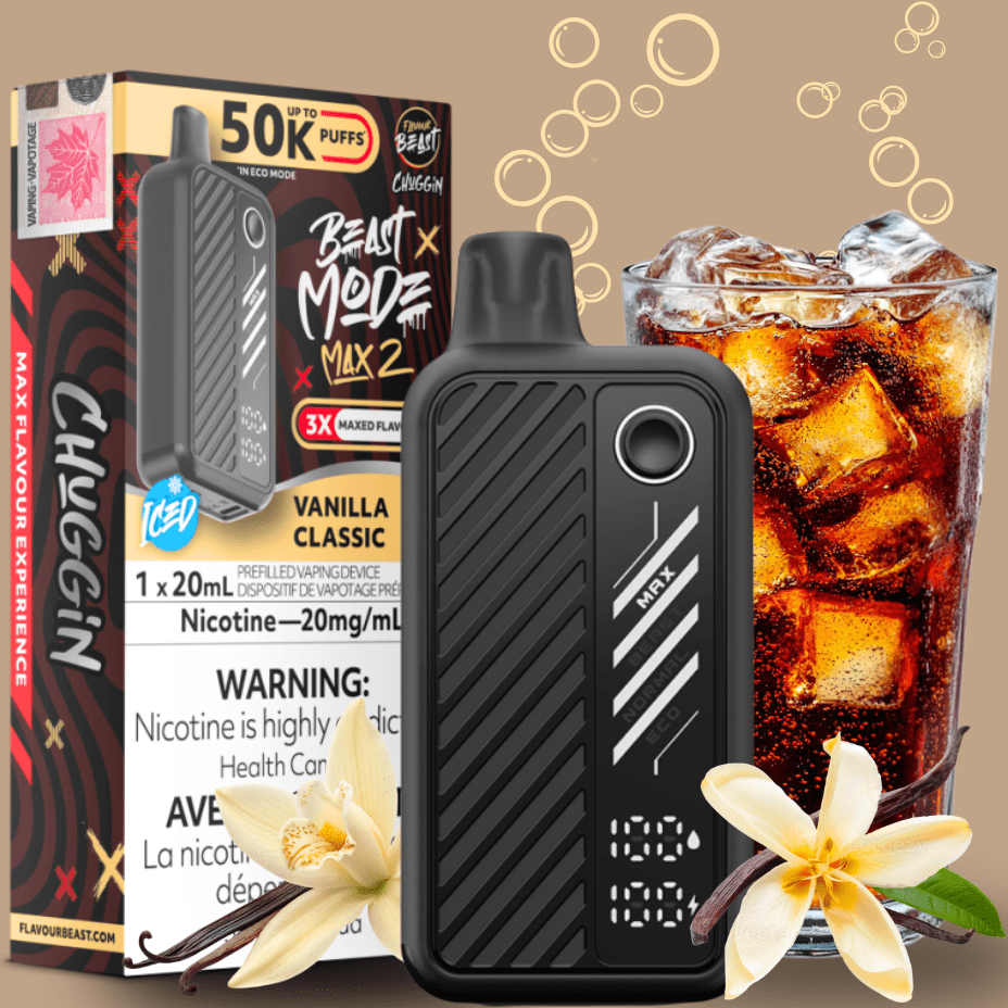 Flavour Beast Max 2 Disposable Vape-Vanilla Classic ICED 50000 Puffs / 20mg Steinbach Vape SuperStore and Bong Shop Manitoba Canada