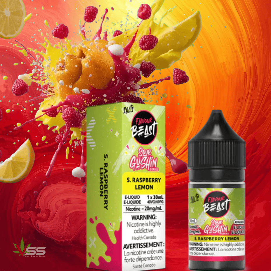 Flavour Beast Gushin Salts - Sour Raspberry Lemon 30ml / 20mg Steinbach Vape SuperStore and Bong Shop Manitoba Canada