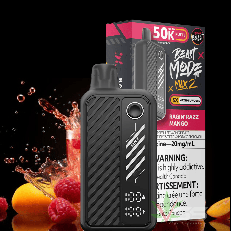 Flavour Beast Max 2 50k Disposable Vape - Ragin' Razz Mango 20mg / 50000 Puffs Steinbach Vape SuperStore and Bong Shop Manitoba Canada