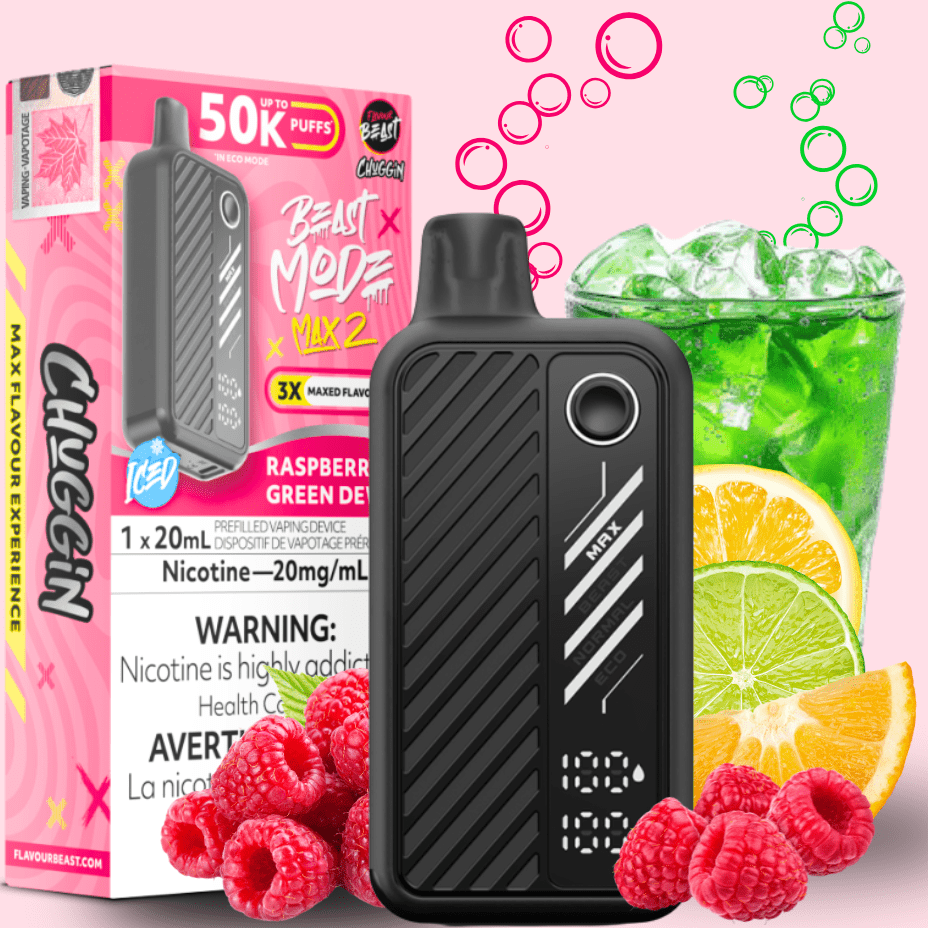 Flavour Beast Max 2 Disposable Vape-Raspberry Green Dew ICED 50000 Puffs / 20mg Steinbach Vape SuperStore and Bong Shop Manitoba Canada
