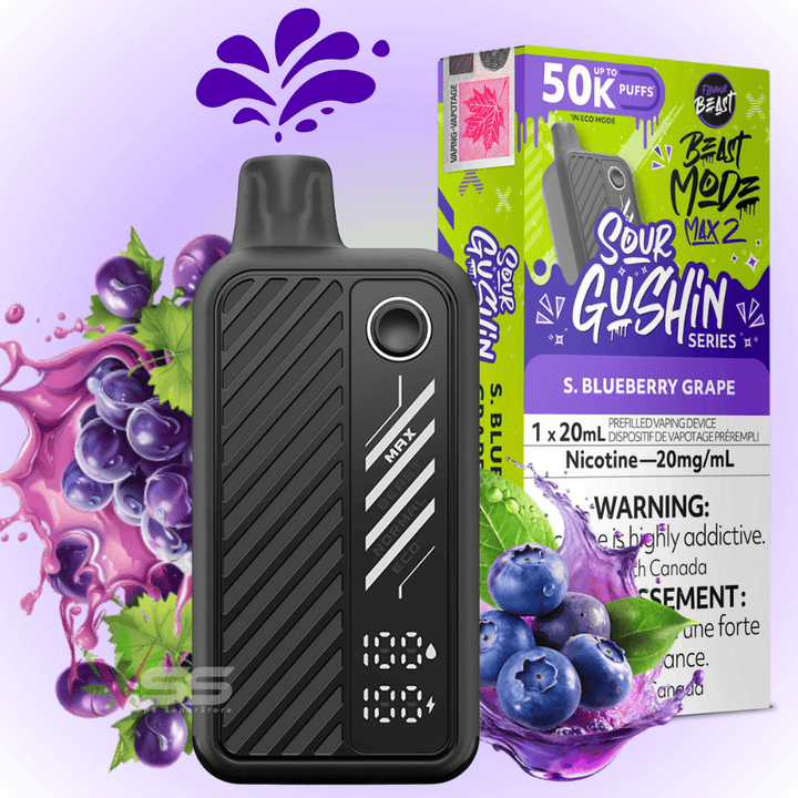 Flavour Beast Mode Max 2 50k Disposable Vape Gushin S. Blueberry Grape Steinbach Vape SuperStore and Bong Shop Manitoba Canada