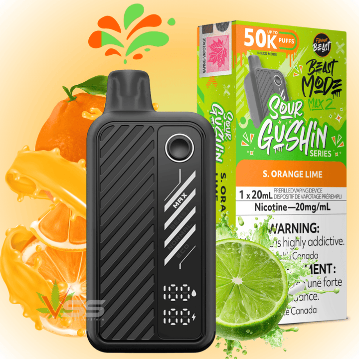 Flavour Beast Mode Max 2 50k Disposable Vape Gushin S. Orange Lime Steinbach Vape SuperStore and Bong Shop Manitoba Canada
