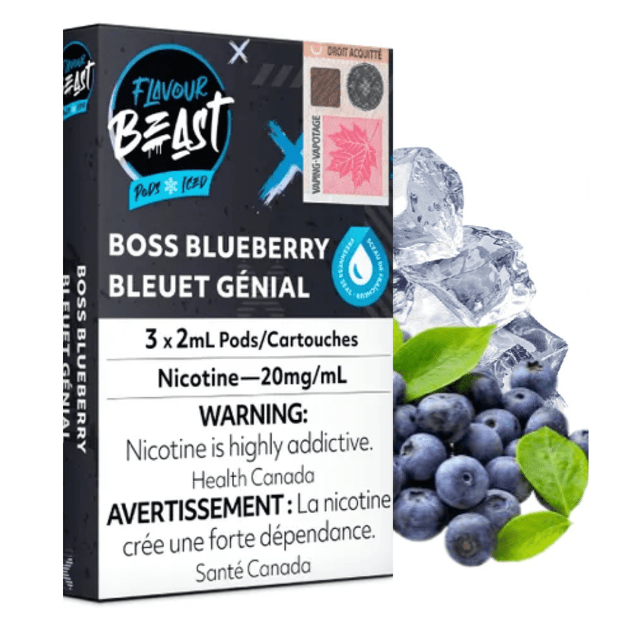 Flavour Beast Pod Pack-Boss Blueberry Iced 3/pkg 3/pkg / 20mg Steinbach Vape SuperStore and Bong Shop Manitoba Canada