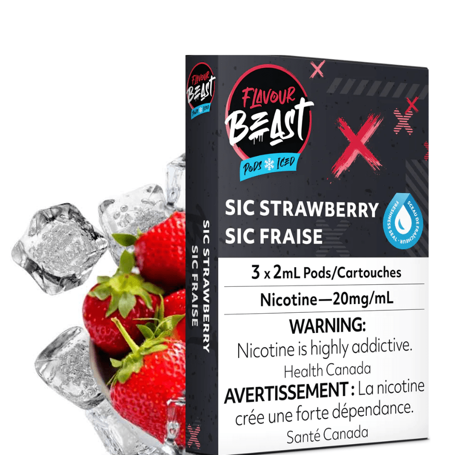 Flavour Beast Pod Pack-Sic Strawberry Iced 3/pkg / 20mg Steinbach Vape SuperStore and Bong Shop Manitoba Canada