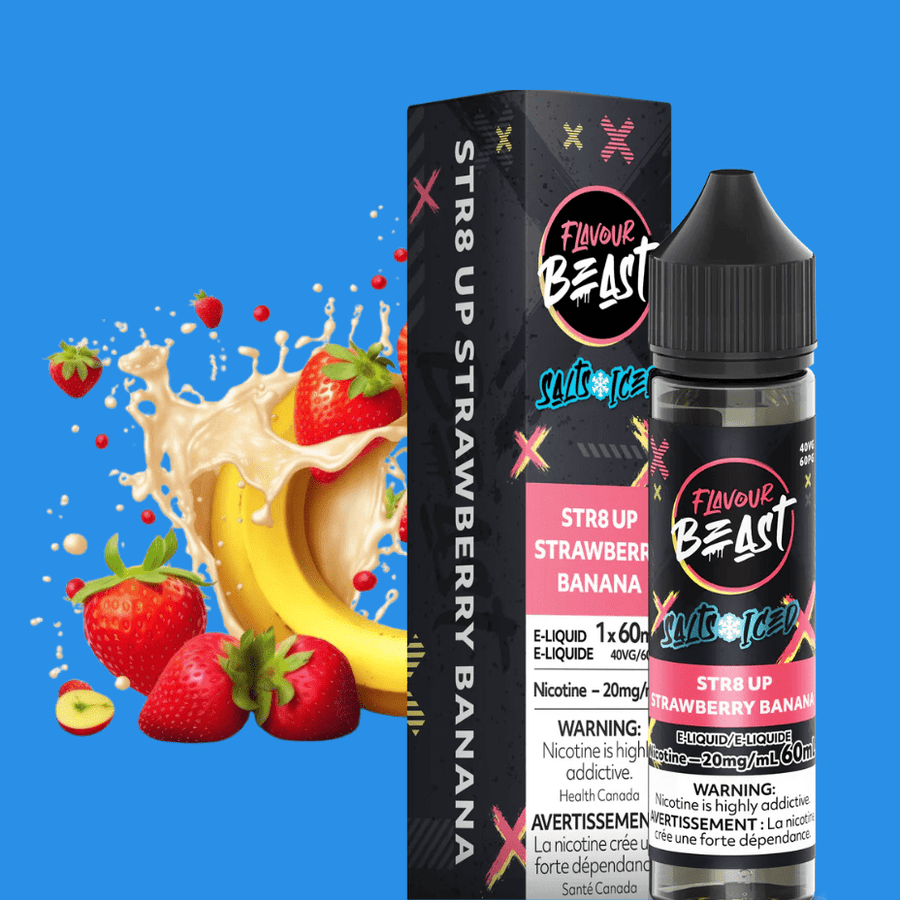 Flavour Beast Salt-STR8up Strawberry Banana ICED-60ml 60ml / 20mg Steinbach Vape SuperStore and Bong Shop Manitoba Canada