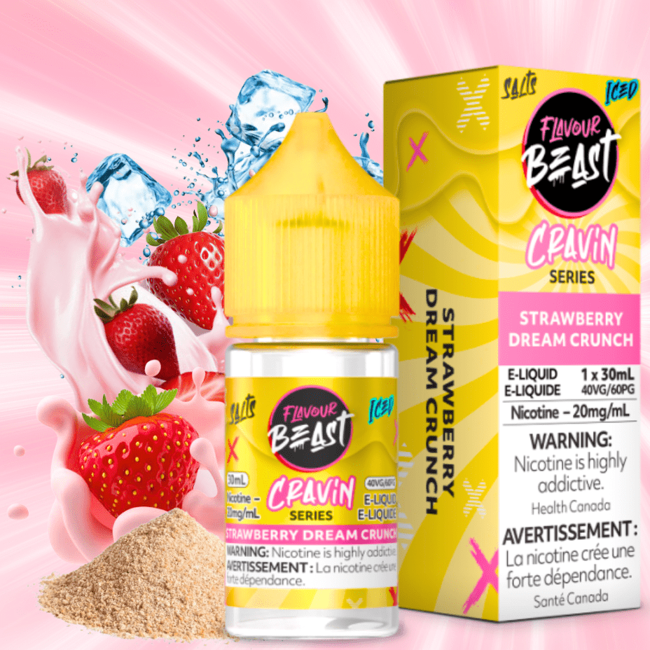 Flavour Beast Cravin' Salts-Strawberry Dream Crunch Iced 20mg / 30mL Steinbach Vape SuperStore and Bong Shop Manitoba Canada