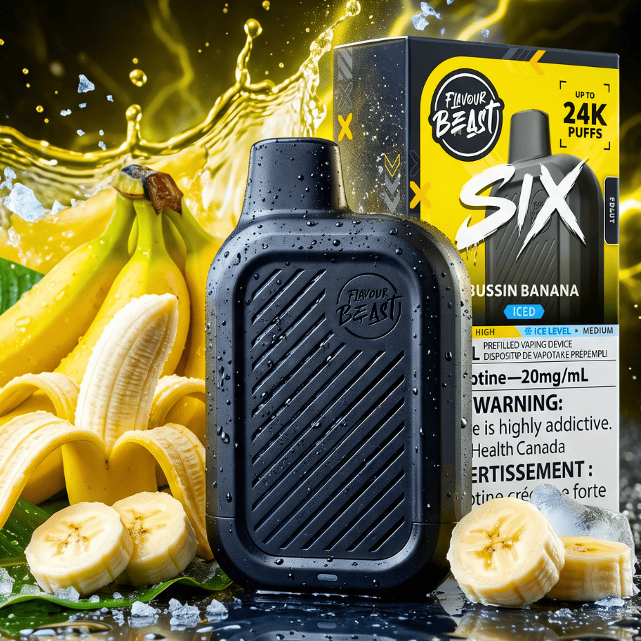 Flavour Beast SIX 24K Disposable Vape - Bussin' Banana Iced 24000 Puffs / 20mg Steinbach Vape SuperStore and Bong Shop Manitoba Canada