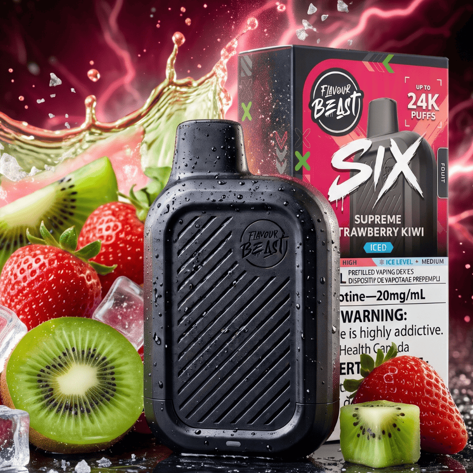Flavour Beast SIX 24K Disposable Vape - Supreme Strawberry Kiwi Iced 24000 Puffs / 20mg Steinbach Vape SuperStore and Bong Shop Manitoba Canada