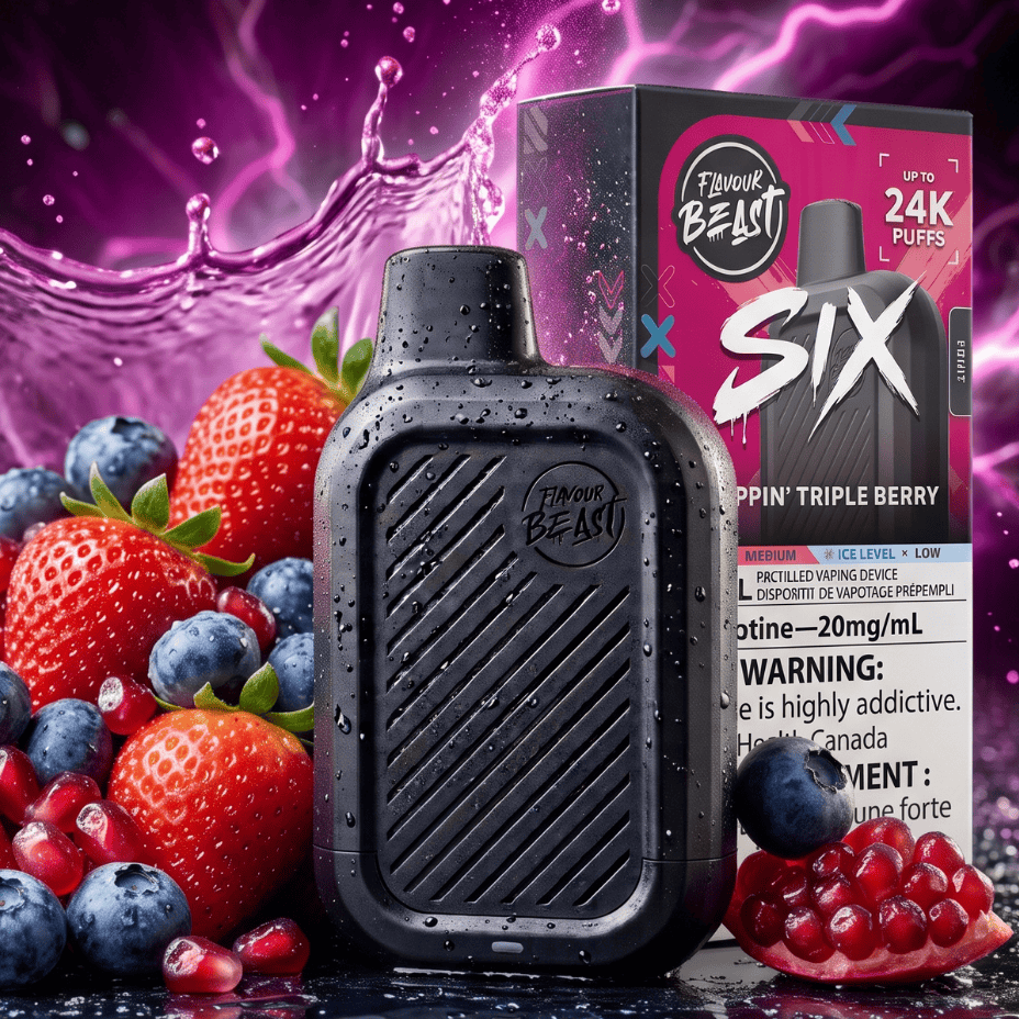 Flavour Beast SIX 24K Disposable Vape - Trippin' Triple Berry 24000 Puffs / 20mg Steinbach Vape SuperStore and Bong Shop Manitoba Canada