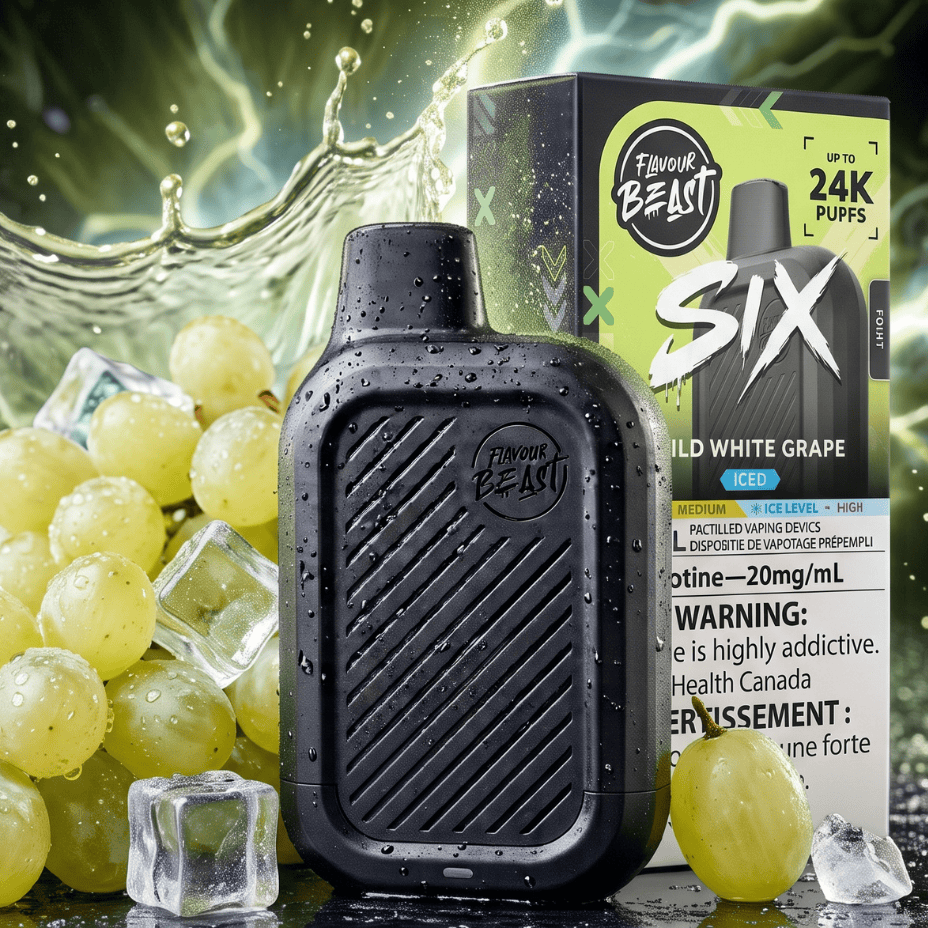 Flavour Beast SIX 24K Disposable Vape - Wild White Grape Iced 24000 Puffs / 20mg Steinbach Vape SuperStore and Bong Shop Manitoba Canada