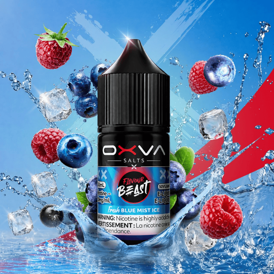Flavour Beast x OXVA E-Liquid - Fresh Blue Mist Ice Salt 30mL / 20mg Steinbach Vape SuperStore and Bong Shop Manitoba Canada