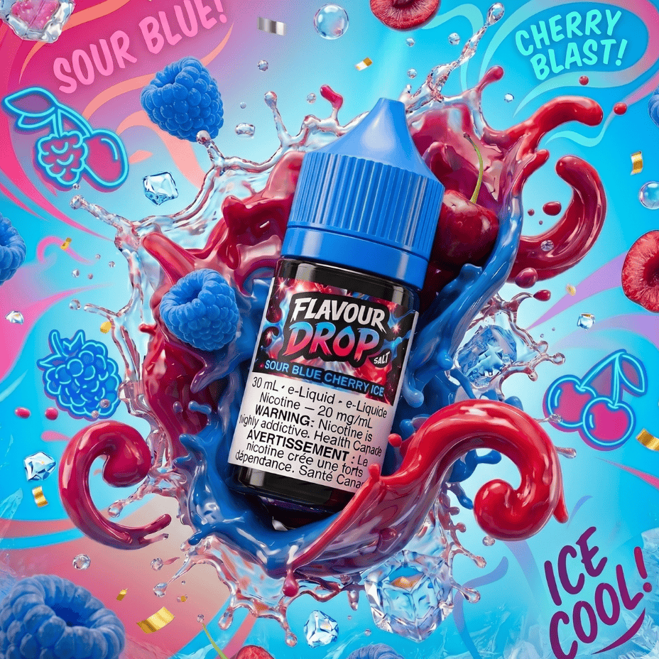 Flavour Drop Salts - Sour Blue Cherry 30mL / 20mg Steinbach Vape SuperStore and Bong Shop Manitoba Canada