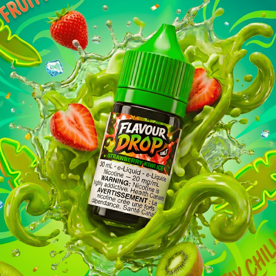 Flavour Drop Salts - Strawberry Kiwi Ice 30mL / 20mg Steinbach Vape SuperStore and Bong Shop Manitoba Canada