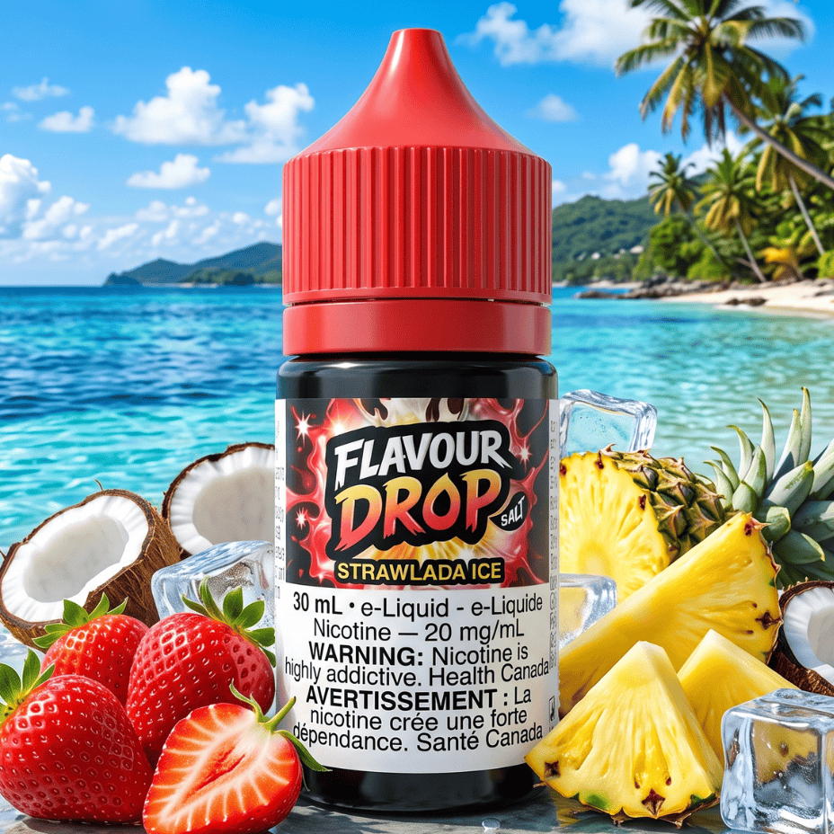 Flavour Drop Salts - Strawlada Ice 30ml / 20mg Steinbach Vape SuperStore and Bong Shop Manitoba Canada