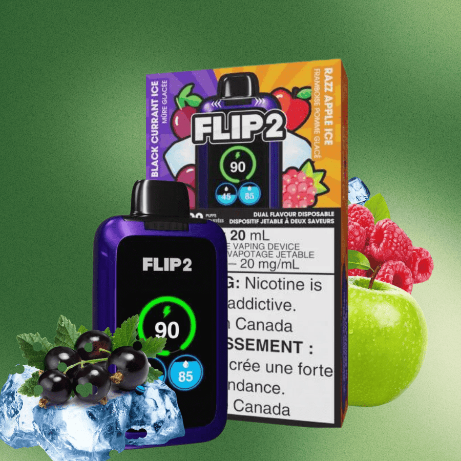 Flip Bar 2 Disposable Vape- Black Currant Ice and Razz Apple Ice 11000 Puffs Steinbach Vape SuperStore and Bong Shop Manitoba Canada