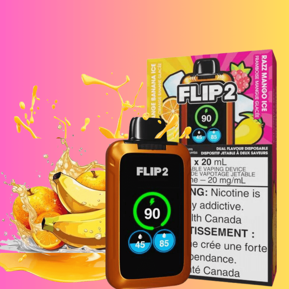 Flip Bar 2 Disposable Vape- Orange Banana & Razz Mango Ice 11000 Puffs Steinbach Vape SuperStore and Bong Shop Manitoba Canada