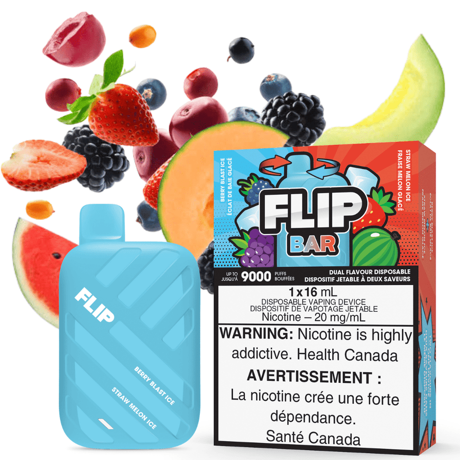 Flip Bar 9000 Disposable Vape-Berry Blast Ice & Strawberry Melon Ice 20mg Steinbach Vape SuperStore and Bong Shop Manitoba Canada