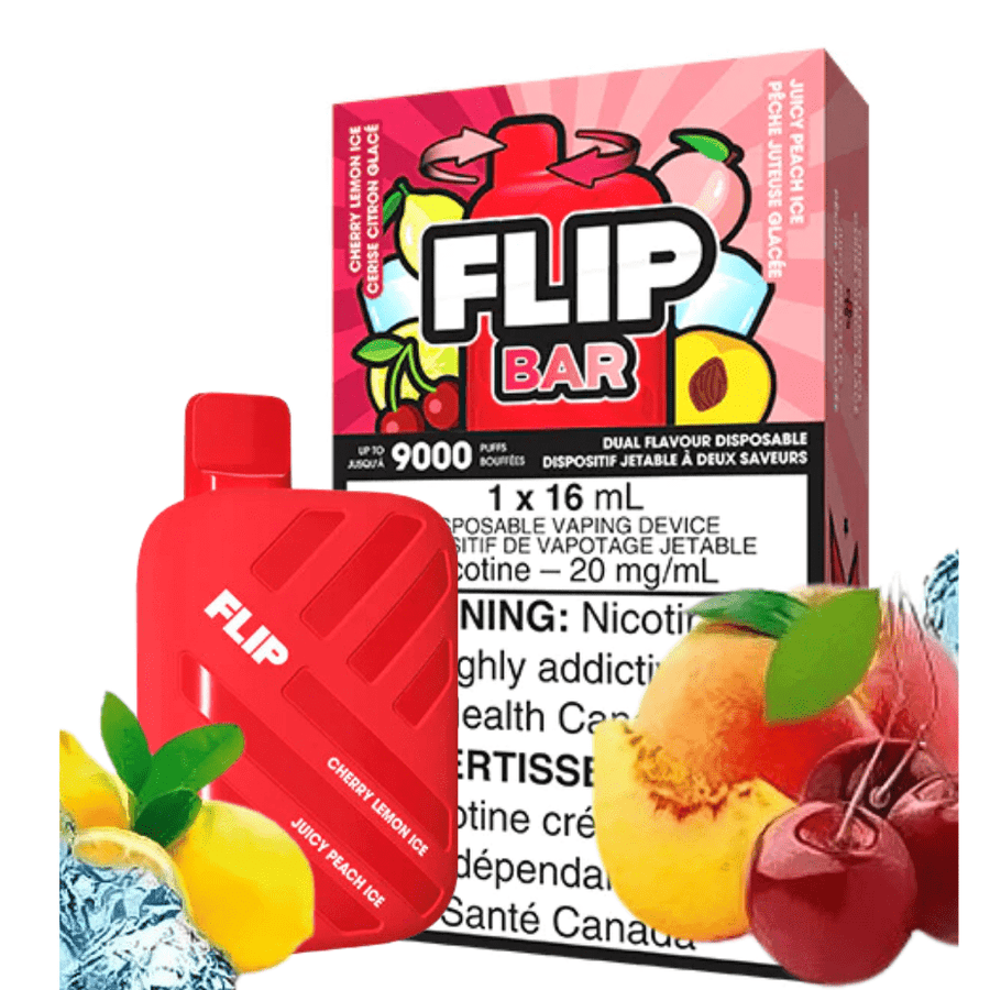 Flip Bar 9000 Disposable Vape-Cherry Lemon Ice & Juicy Peach Ice 20mg Steinbach Vape SuperStore and Bong Shop Manitoba Canada