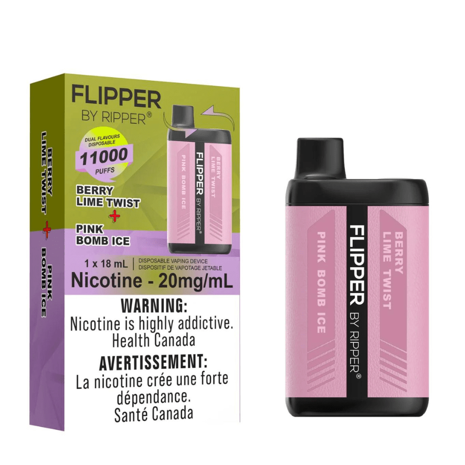 Flipper 11000 Disposable Vape-Berry Lime Twist + Pink Bomb Ice 11000 Puffs / 20mg Steinbach Vape SuperStore and Bong Shop Manitoba Canada