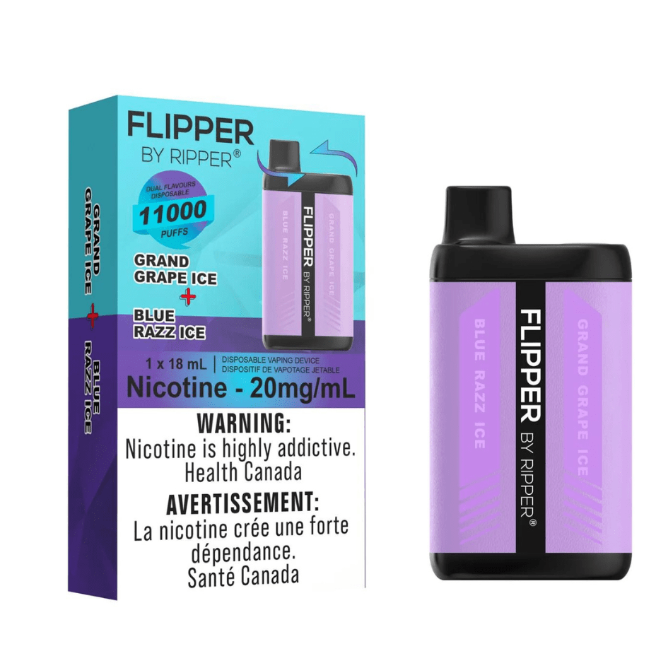 Flipper 11000 Disposable Vape-Grand Grape Ice + Blue Razz Ice 11000 Puffs / 20mg Steinbach Vape SuperStore and Bong Shop Manitoba Canada